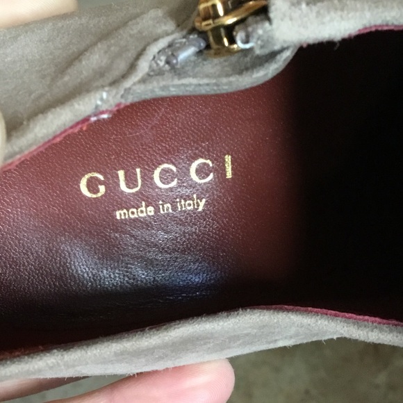 Gucci Taupe Suede Tassel Heeled Booties AS IS - Picture 13 of 16